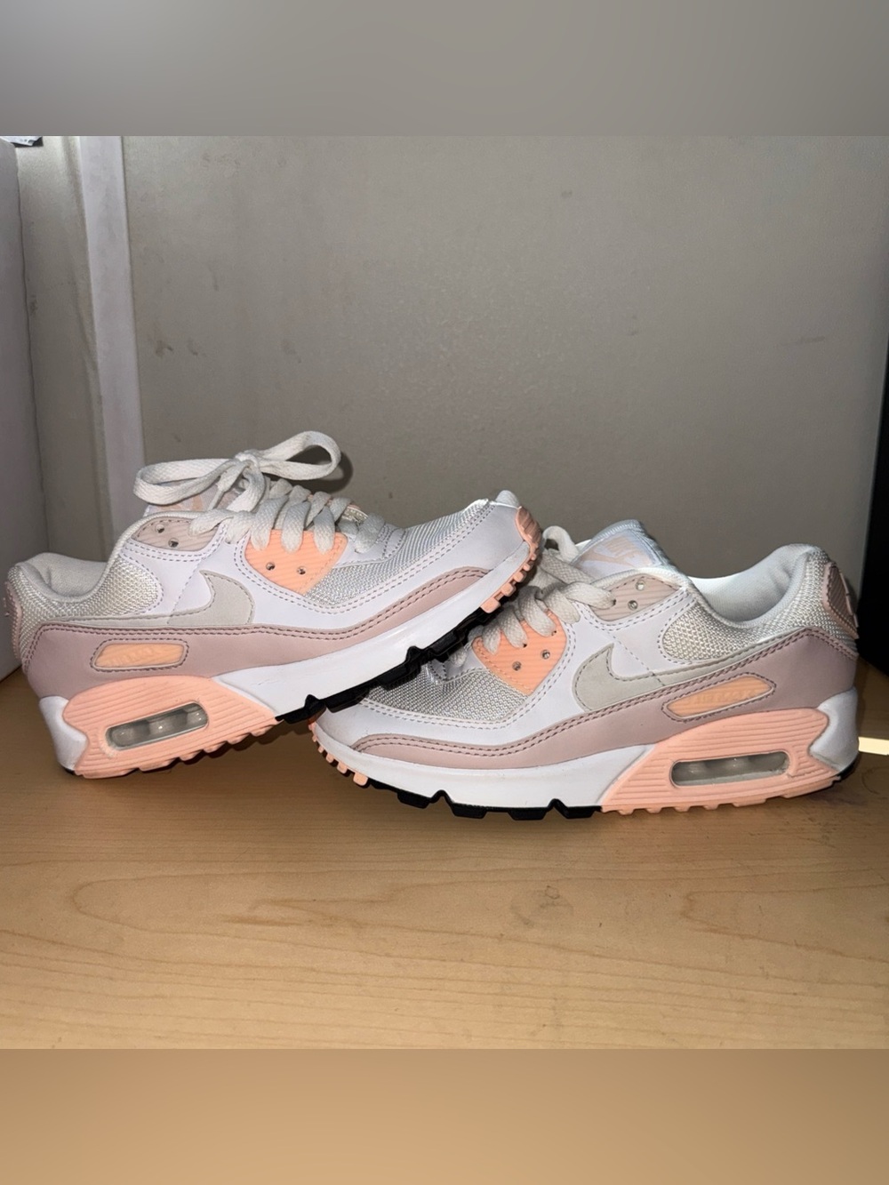 Nike Air Max 90 White Pink Barely Rose Women's Size 5.5W CT1030-101 Preowned - Picture 1 of 8